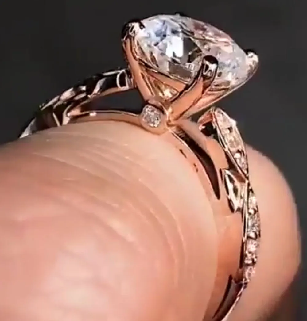 Custom Solid 10K Rose Gold Women Wedding Party Anniversary Engagement Ring 1 2 3 4 5 Carat Round Moissanite Diamond Ring Luxury