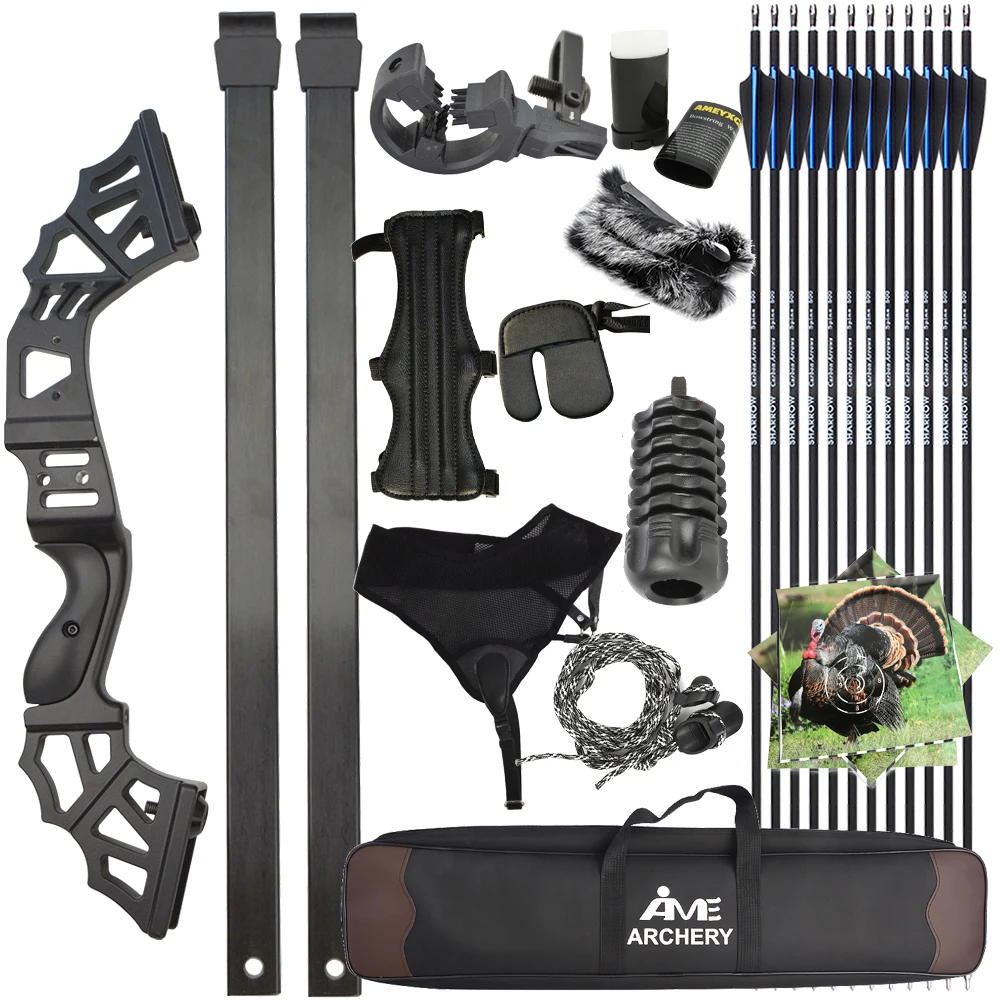 

40 Lbs Archery Takedown Bow 12pcs Carbon Arrow Right Hand Recurve Bow Beginner Outdoor Shooting Target Hunting Set
