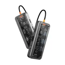 Basix 10 in 1 USB C 허브 4K30Hz 도킹 스테이션 유형 C-HDMI 호환 RJ45 이더넷 PD100W(MacBook iPad Huawei Sumsang Phone용)