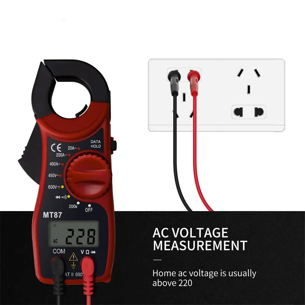 Professional แบบพกพา Mt87 Digital Clamp Meter มัลติมิเตอร์ Dc Ac แรงดันไฟฟ้าแหนบความต้านทาน Amp Ohm เครื่องทดสอบอิเล็กทรอนิกส์