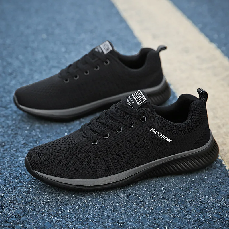 

Hot Knit Men Black Sneaker Light Breathable Running Shoes Man Size 47 Comfy Casual Men's Sports Sneakers zapatillas informales