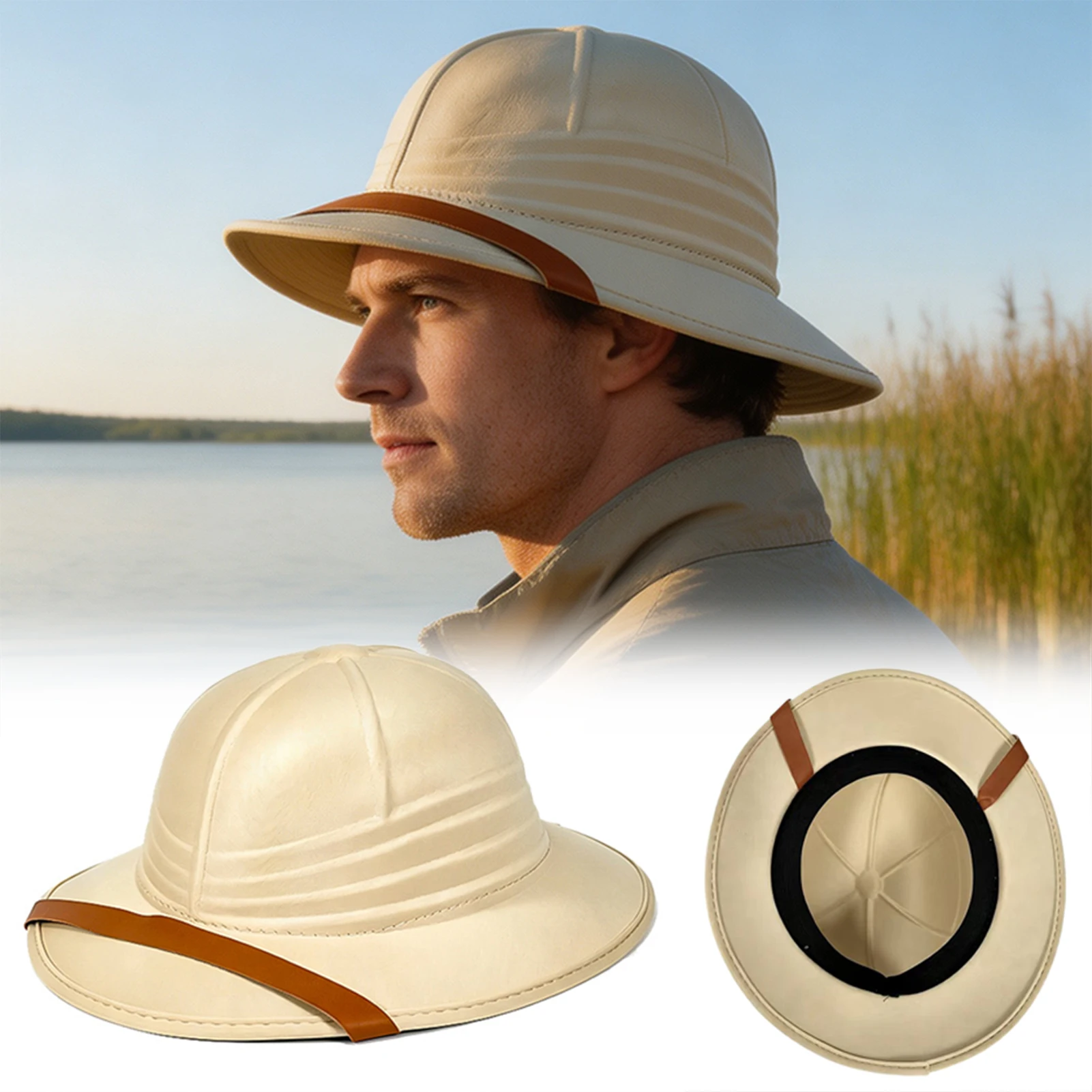Adult Explorer-Safari Pith Helmets Hat,Hiking Fishing Cap,Halloween Costume Lightweight Sun Hat For Men Women Teens