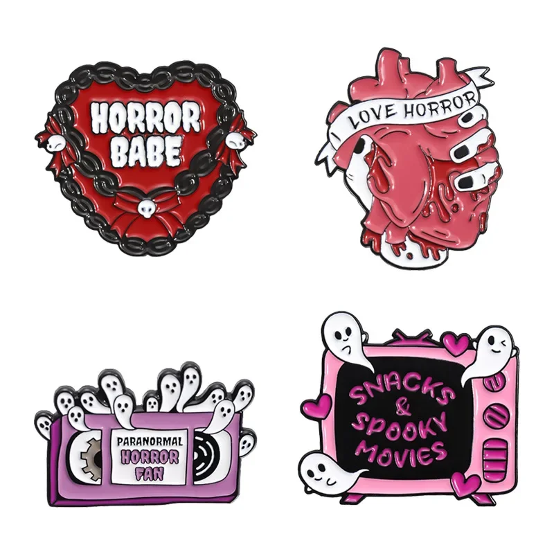 Creative Cartoon TV Cassette Badge Personalized Fun Heart Organ Metal Accessory Brooch Badges on Backpack Brooches on Clothes