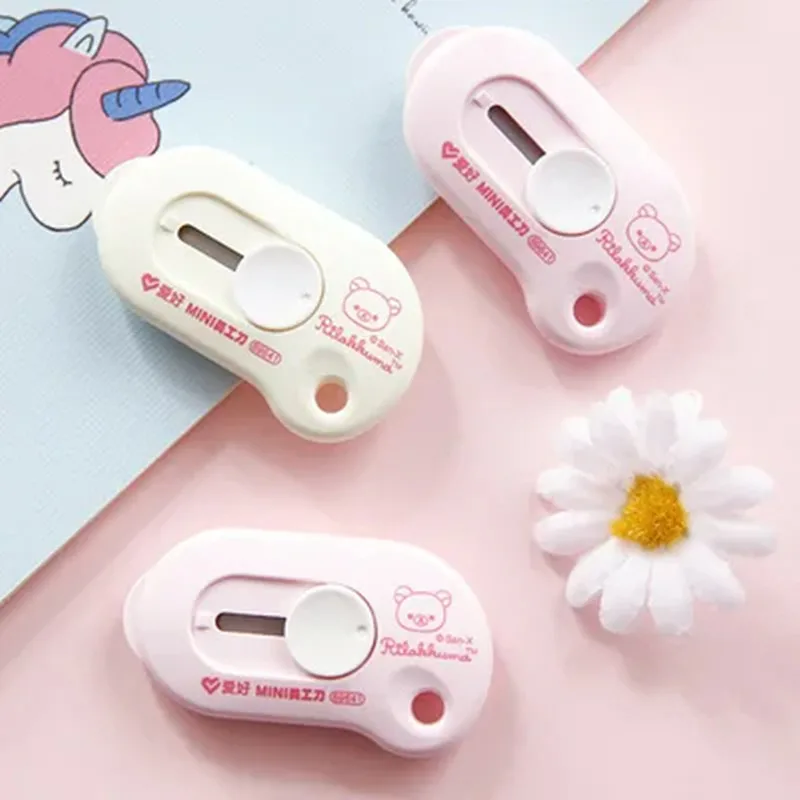 2 pz AIHAO 69641 Mini retrattile Rilakkuma Utility Knife Box Letter Cutter Kawaii studente ufficio cancelleria portatile