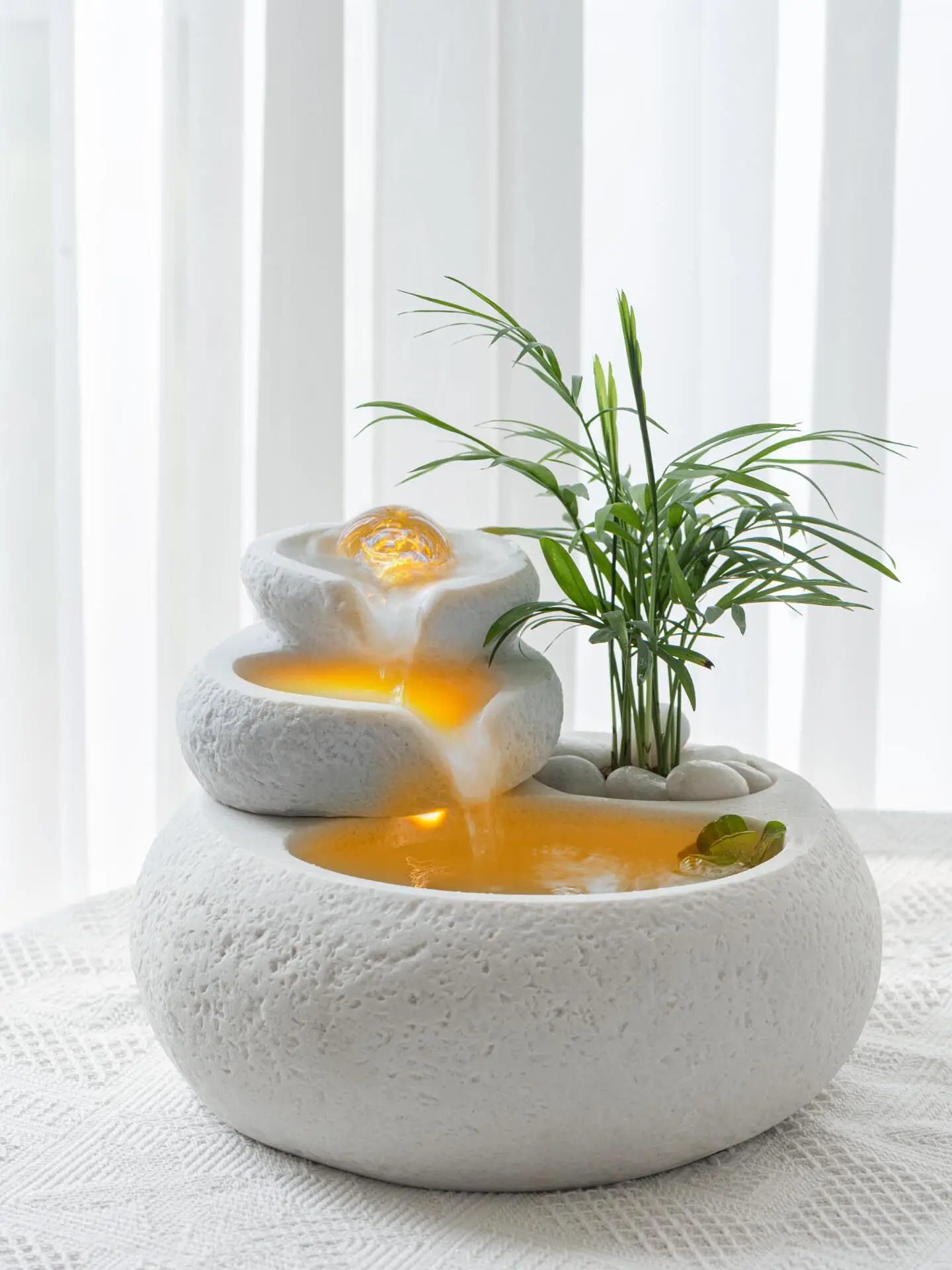 DSA desktop artificial stone flowing water ornament, humidification, simple home office, feng shui, wealth and happiness can