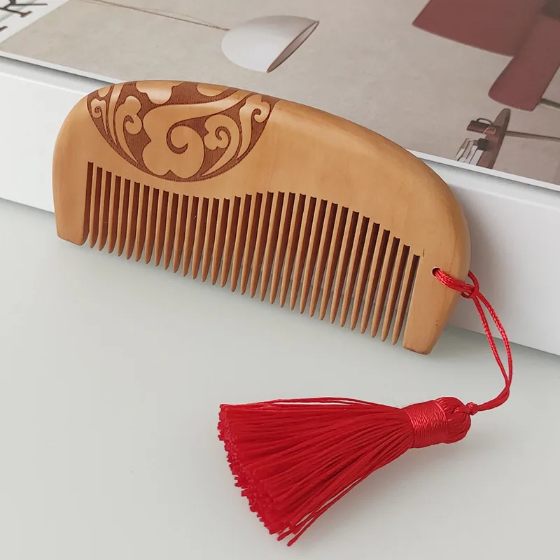 

Peach Wood Comb - Portable Anti-Static Hair Brush for Women, Massage Comb for Head Meridians, Travel-Friendly Hair Care Tool‌