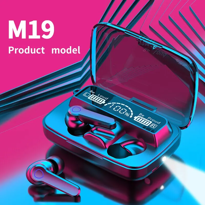 M19 Bluetooth Headset Wireless Tws Gaming Support Noise-cancelling Touch In-ear Mini Emergency Power Bank Headset