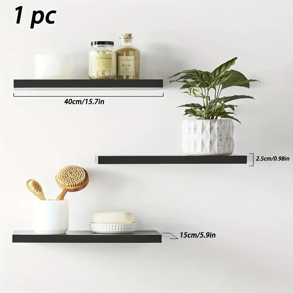رف حائط خشبي بسيط من الشمال قطعة واحدة - رف تخزين معلق بطبقة واحدة، مثالي للديكور والتنظيم، أرفف للحمام #6