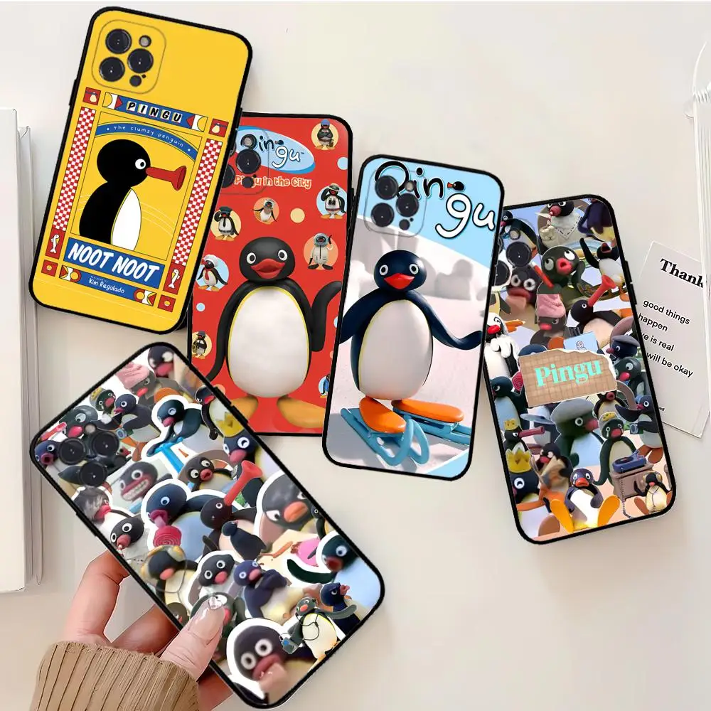 Cartoon P-Pingu Cute Phone Case Silicone Soft for iphone 15 14 13 12 11 Pro Mini XS MAX 8 7 6 Plus X XS XR Cover