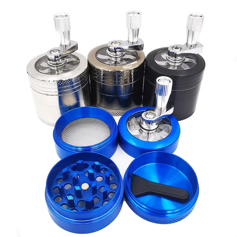 New 4-layer Tobacco Grinder 40MM Manual Metal Zinc Alloy Herbal Herb Mill Spice Crusher Smoke Grinder Crusher Hand Crank Miller