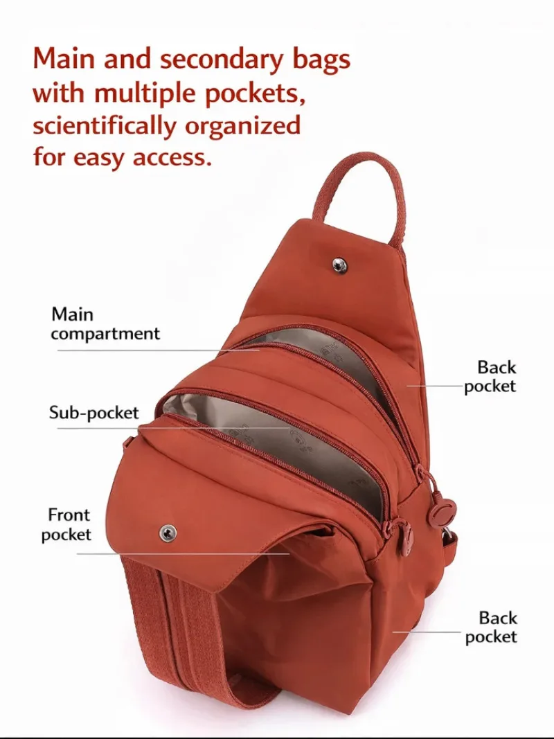 Women's Lightweight Mini Backpack, Oxford Cloth Chest Bag with Anti-theft Function, Simple Stylish Versatile Convertible Daypack - view 5