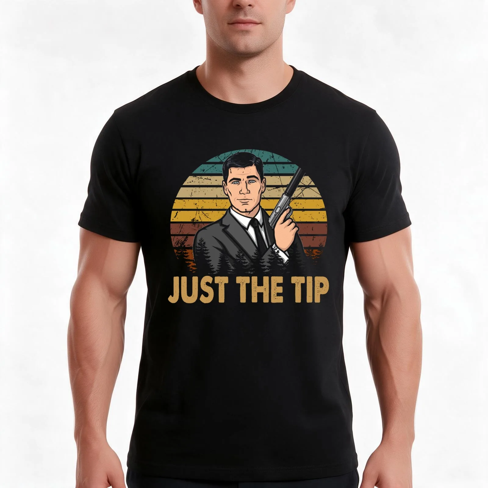 Vintage Design Archer Sitcom - Just The Tip - Sterling Archer T-Shirt, Summer Casual Cotton Tee, Oversized Streetwear Tops