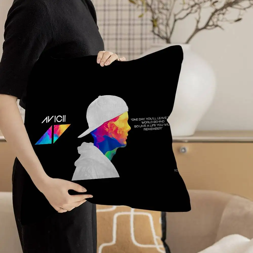 DJ A-Avicii Logo  Decorative Room Aesthetics Pillow Case Home Decor Bedroom Sofa Bed Couch Pillow Cover 45x45