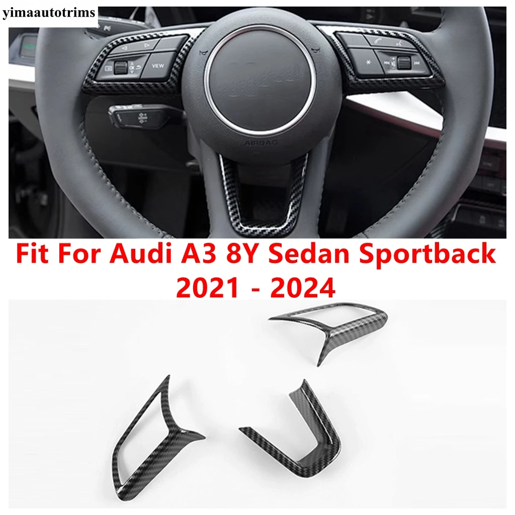 

Car Steering Wheel Frame Decoration Cover Trim ABS Carbon Fiber Accessories Interior For Audi A3 8Y Sedan Sportback 2021 - 2024
