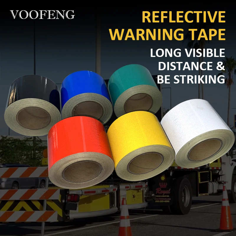 Voofeng Huisdier Reflecterende Sticker 10Cm Breedte Kleurrijke Waarschuwingstape Voor Verkeersbord Veiligheidsmarkering 45.7 Meter VF-3100