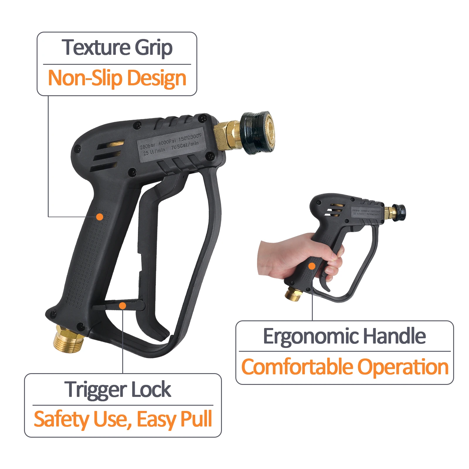 High Pressure Cleaning Water Gun 4000psi M22 G1/4 for Professional Electric High Pressure Washers - view 6