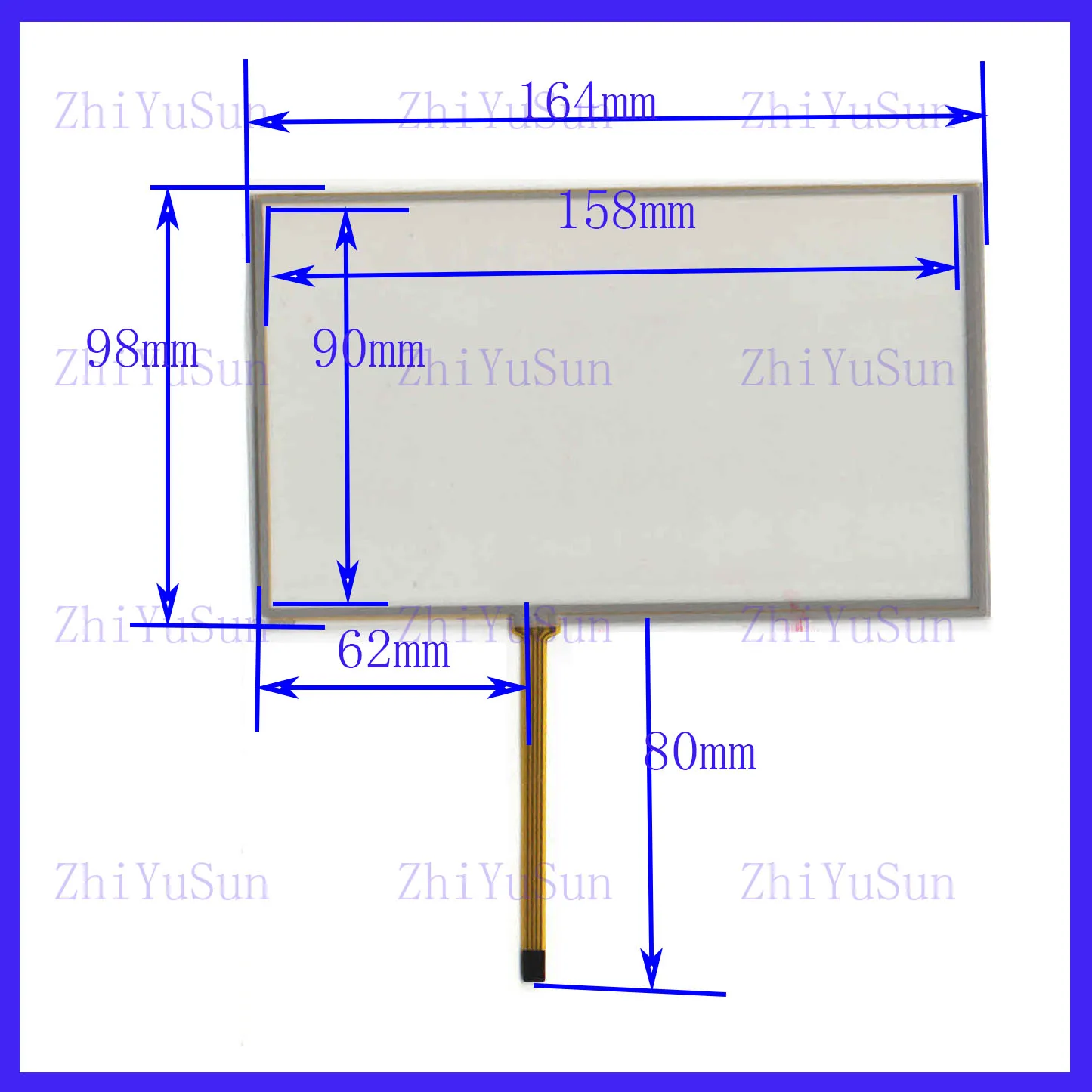 HR4 8652S02 4Wire Resistive TouchScreen Panel Digitizer  164mm*98mm for GPS  HR48652S02