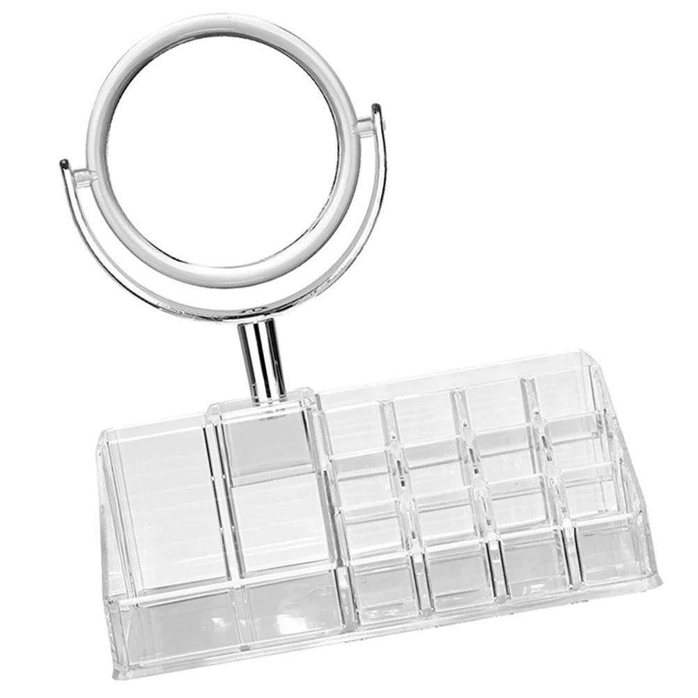

Organizer Desktop Case Multi-Grid Lipstick Holder Mirror Makeup Storage Container Makeup Organizer Desktop Case
