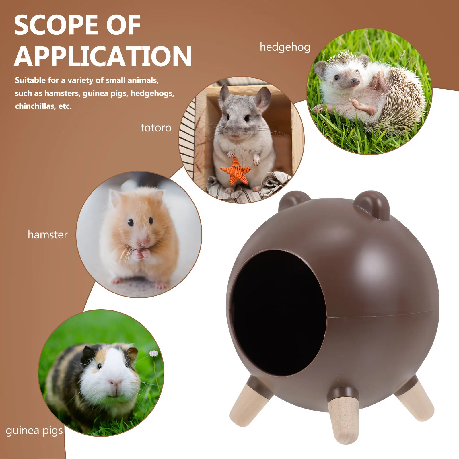 

Hamster Nest Hideout Small Pet House Brown Mini Cage Ornament Guinea Pig Shelter Hedgehog House Easy Clean Long Use