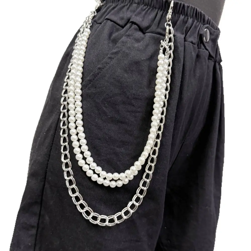 

Модная цепочка с искусственным жемчугом и бисером в стиле панк, хип-хоп, металлический сплав, готические цепочки для брюк, джинсы в стиле Харадзюку, гаджеты для женщин и мужчин