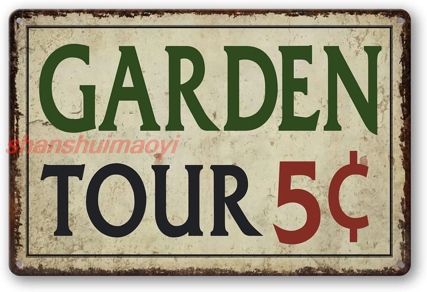 Garden Tin Sign Outdoor Gardening Metal Signs, Garden Tours 5 Cents, Retro Hummingbird Welcome Sign Decorative Flower Sign  sign