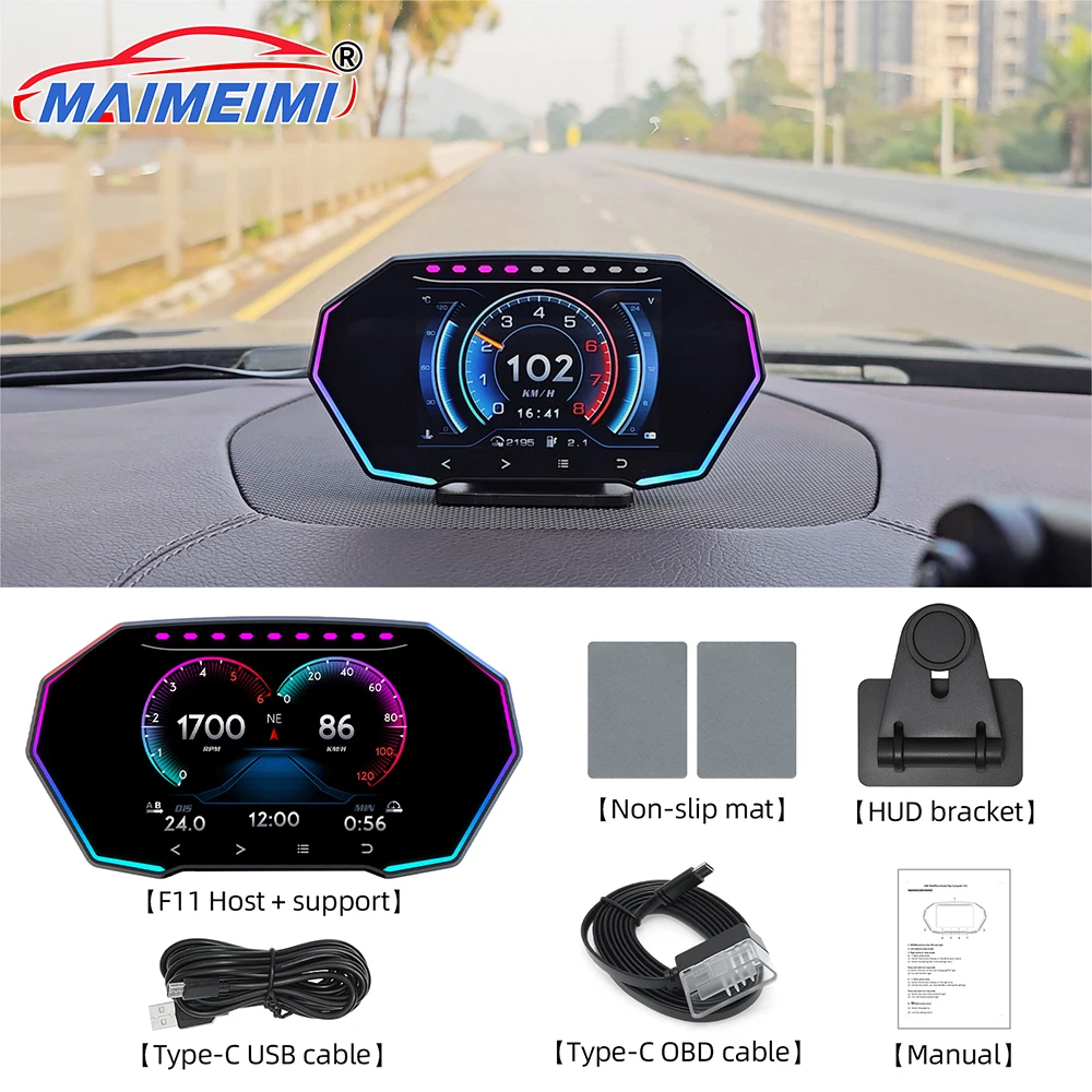 HUD Smart Digital Meter GPS+OBD Gauge Head-Up Display Onboard Car Computer with water Temperature Voltage Fuel consumption