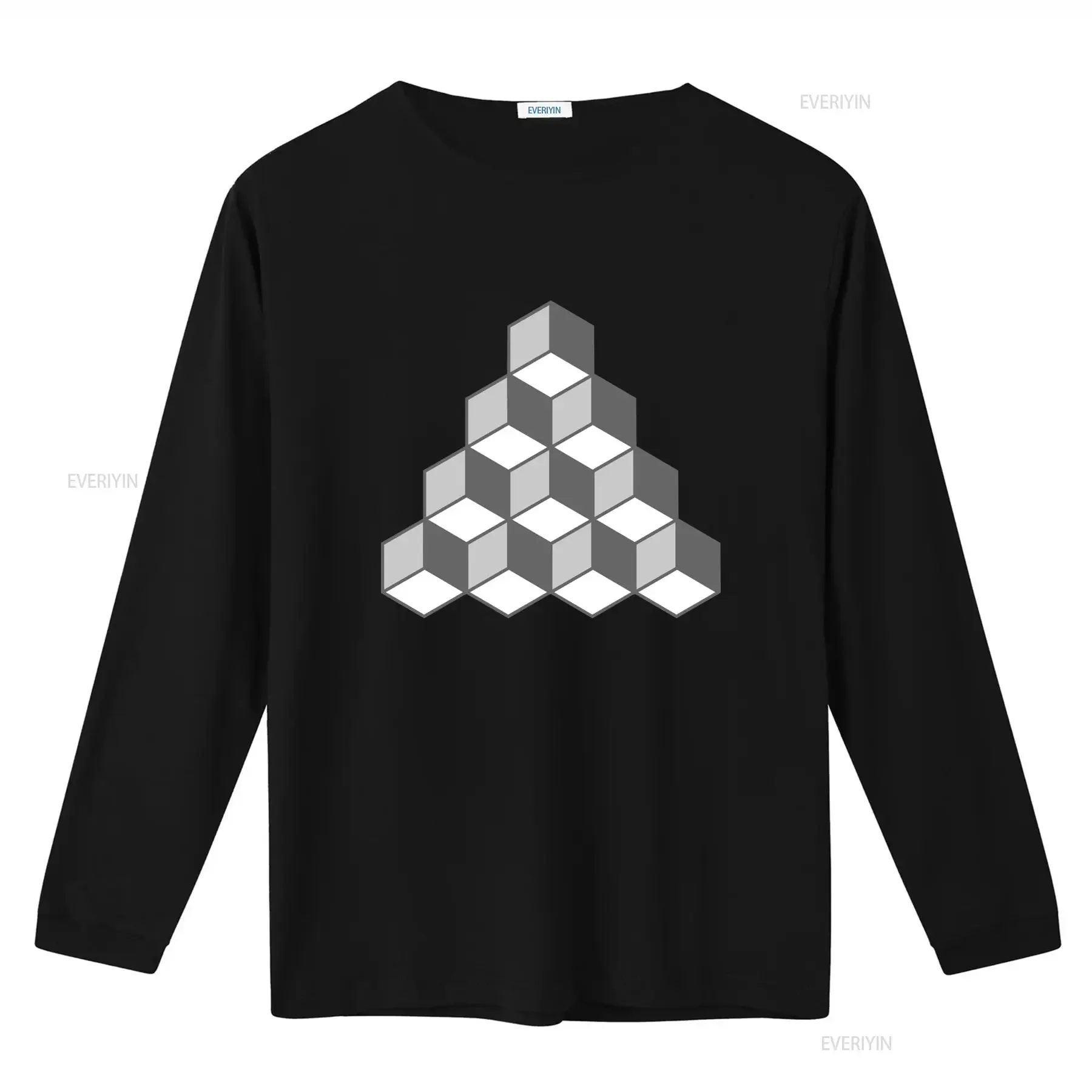Cool Optical Illusion T Shirt with Escher Like 3D Cube Blocks and Steps Design for  vintage Washed Top For Everyday Wear Unisex