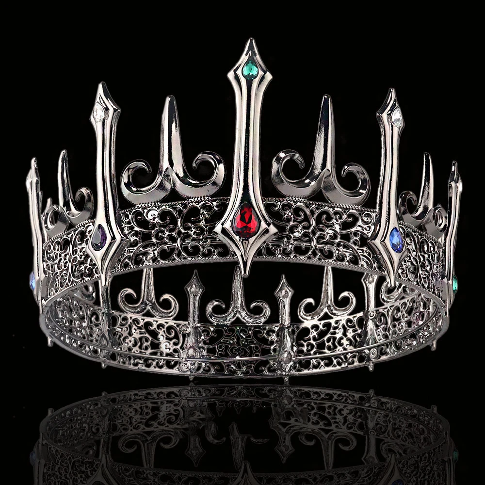 Hot New Gothic Style Hair Crown King  Prince Tiaras Stage Show Drama Festival Hair Accessories