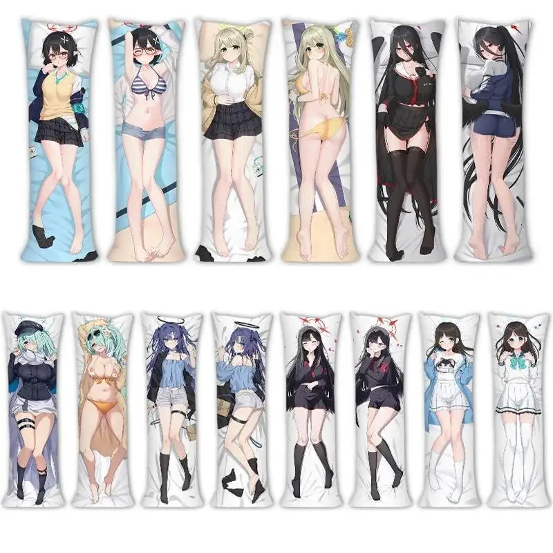 Funda de almohada con bisagras de Anime de diseños múltiples, archivo azul Hayase Yuuka Itani Tsuchinaga Hiyori Dakimakura, funda de almohada para el cuerpo