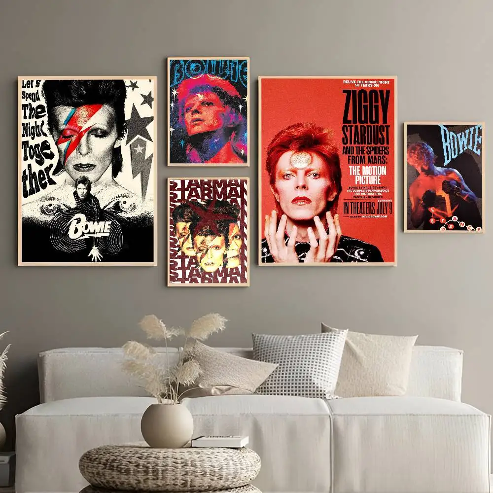 Retro singer D-David B-Bowie Anime Posters Sticky Whitepaper Sticker DIY Room Bar Cafe Kawaii Room Decor