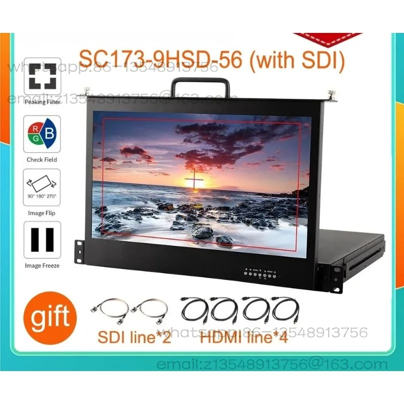 Broadcast Director Monitor SC173-HD-56 17.3 Inch 1RU Pull Out Rack Mount Monitor Full HD1920x1080