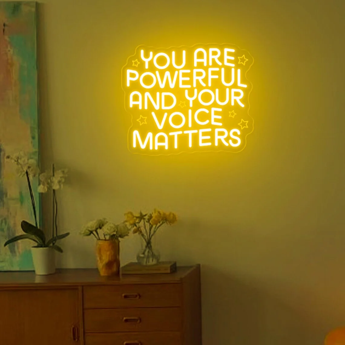 You are Powerful and Your Voice Matters Neon Sign,Women Powerful Decor Sign,Feminist Art,Motivational Theme Art,Gift For Her