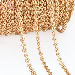 (8516) 1 Meter 4x5.5MM 18K Gold Color Brass Heart Shape Necklace Chains Bracelet Chains High Quality Diy Jewelry Accessories