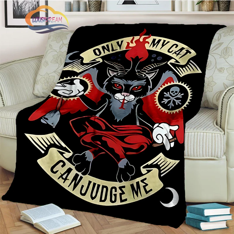 Satanic Skull Inverted Pentagram Blanket -Goat demon Baphomet Flannel cashmere blanket-Gothic  Portable Warm