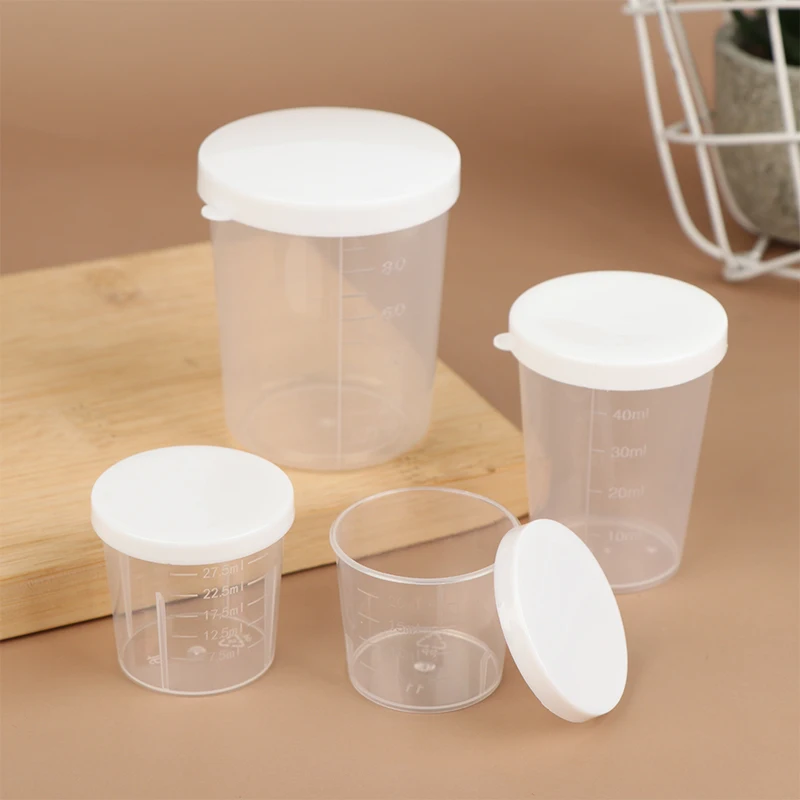 10Pcs/Set 20/30/50/100ml Clear Liquid Pill Measuring Cups With Lids Travel Pill Organizer Cup Container For Liquid Medicine.