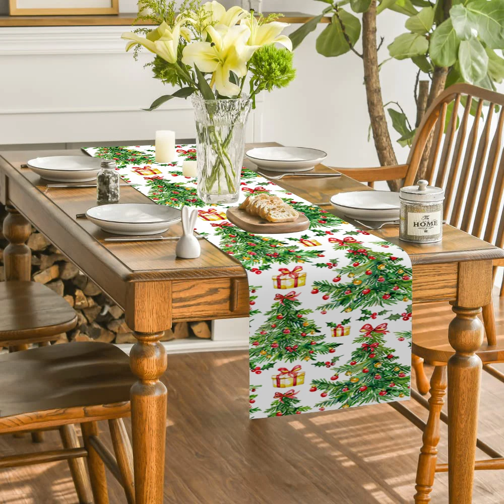 Christmas Tree Gingerbread Table Runners Dresser Table Decor Farmhouse Dining Table Runner Holiday Party Decoration