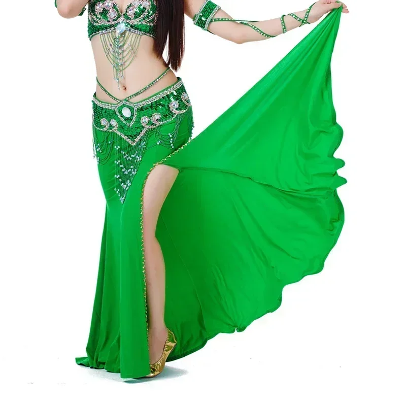 Kostium do Tańca Brzucha Damski Profesjonalny Występy Rozcięta Spódnica Sukienka Odzież Orientalna do Tańca 12 Kolorów