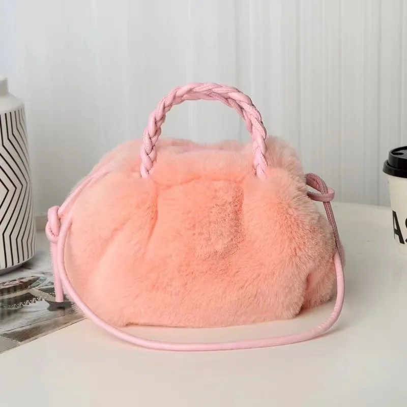 

Clouds Furry 2025 Autumn Winter New Trendy Cloud Crossbody Bags Trendy and High-end Fashionable Pleated Plush Handbags Crossbody