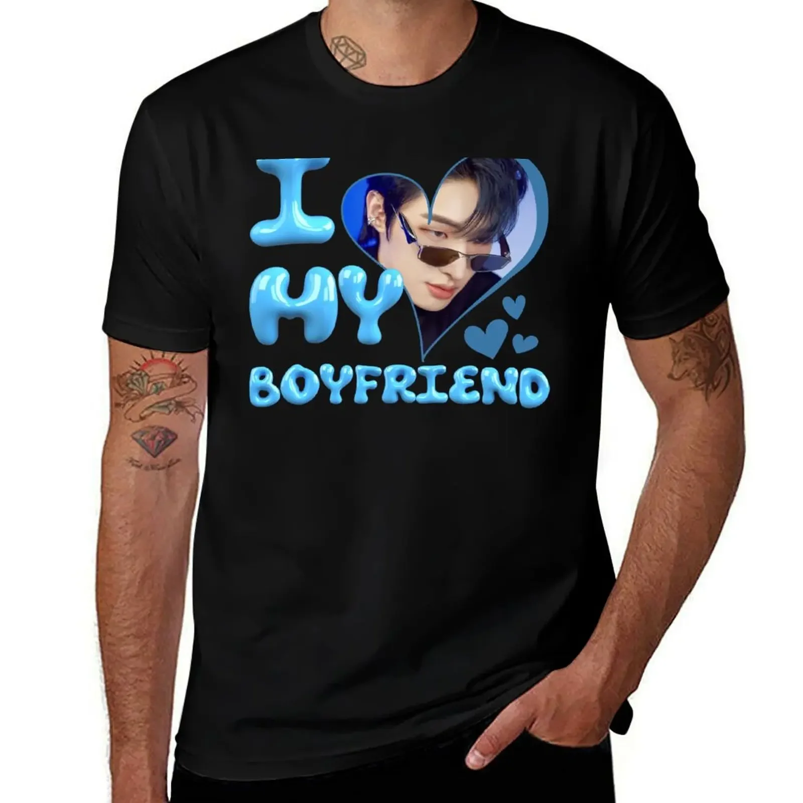 

I Love My Boyfriend Mingi ATEEZ Kpop T-Shirt quick drying shirts graphic for a boy Aesthetic clothing men clothes