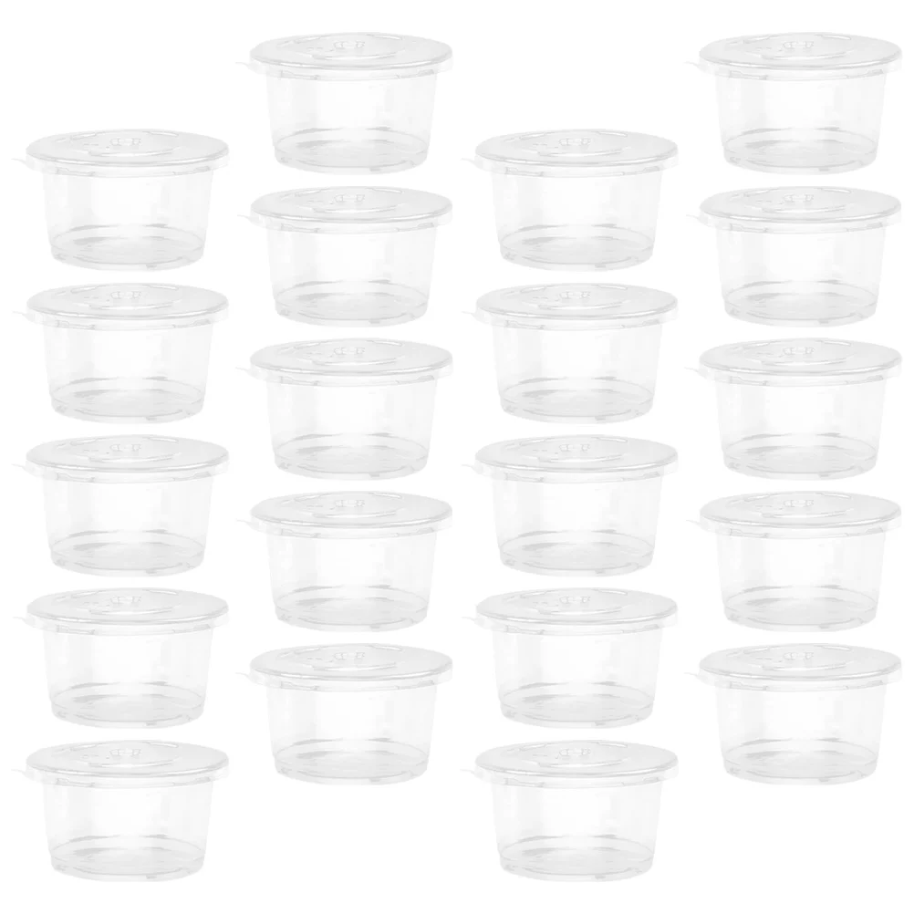 50 Uds. Vasos desechables para pudín, recipiente para yogur, helado, postre, cuencos de plástico con tapa