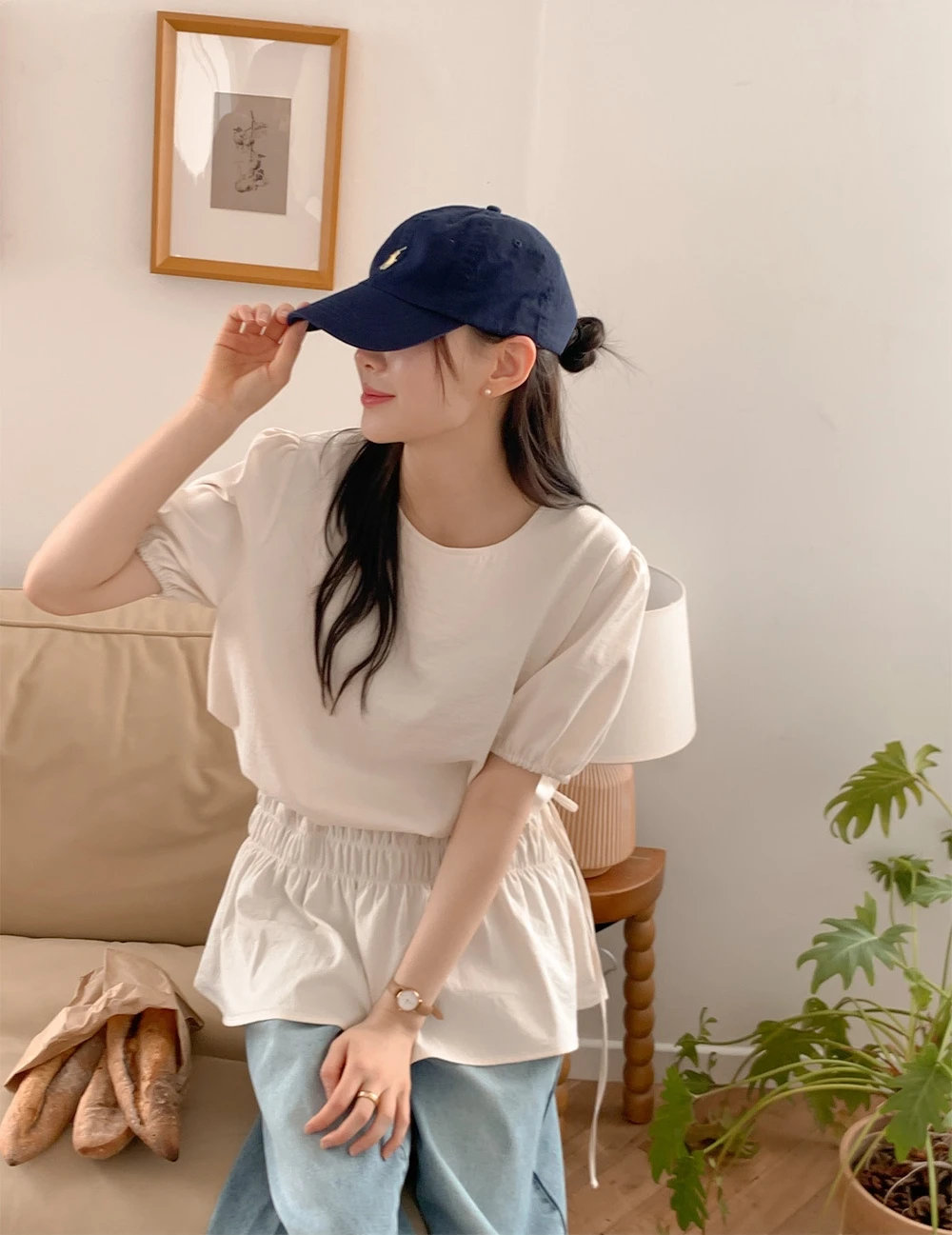 Vestido com babados em camadas na cintura estilo coreano – conjunto de duas peças com top destacável + saia