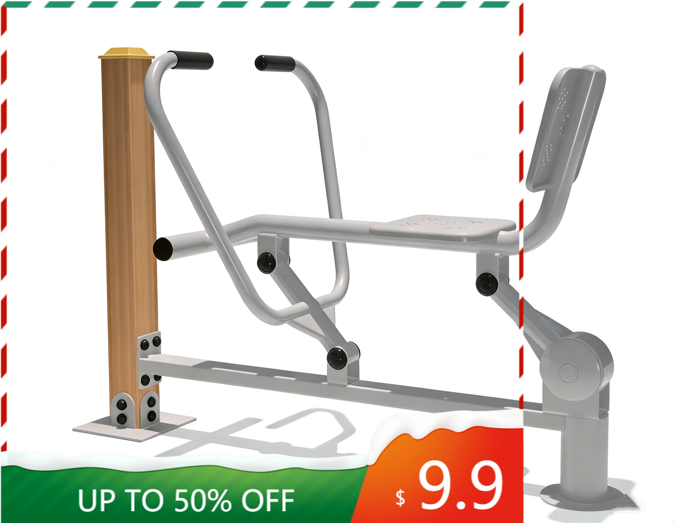 Galvanized‑Steel Rowing Machine Durable Outdoor Fitness Machine for Community Park Full Body Training