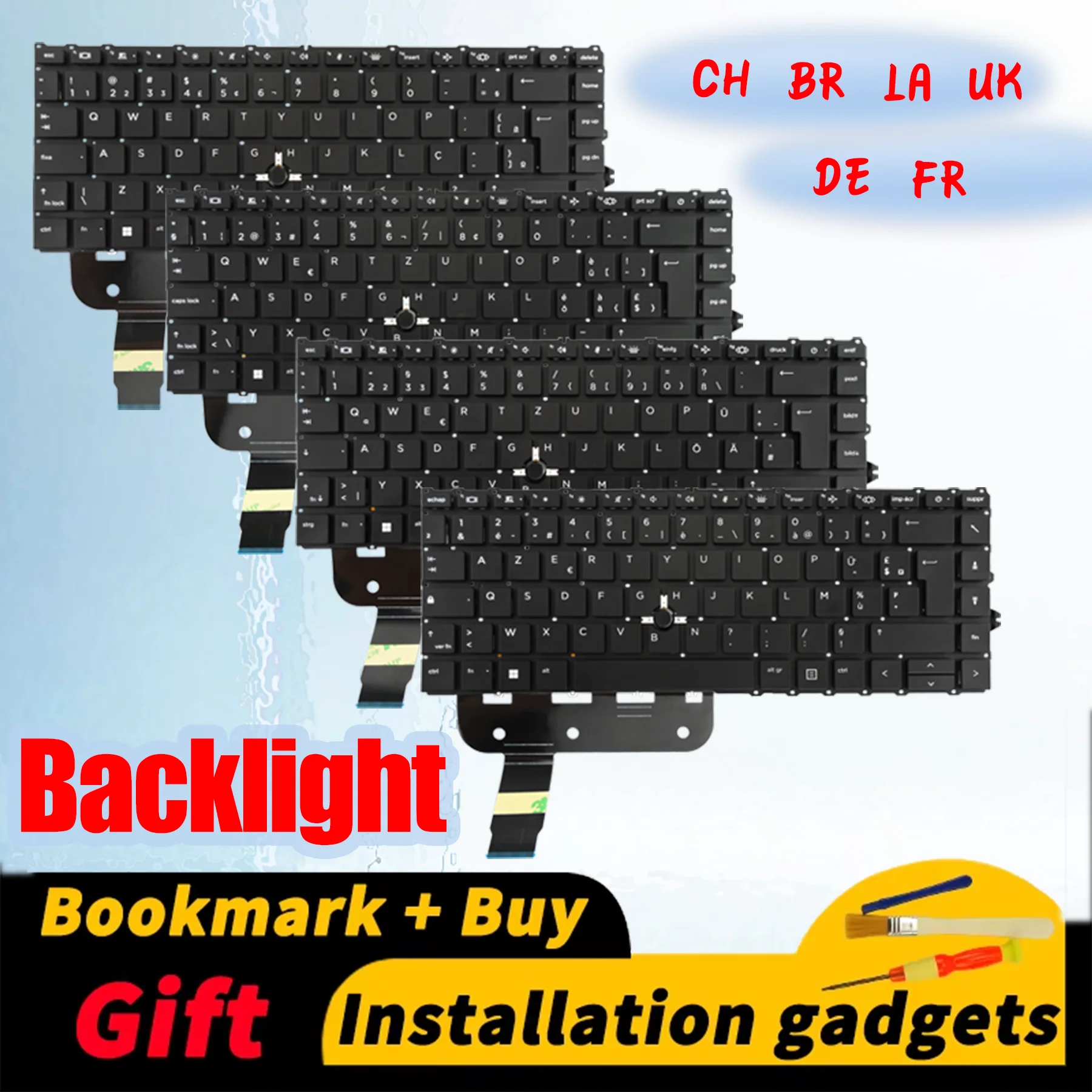 

Brazil Switzerland German French Latin Spanish UK for HP EliteBook 840 G7/845 G7/840 G8 Backlit Keyboard