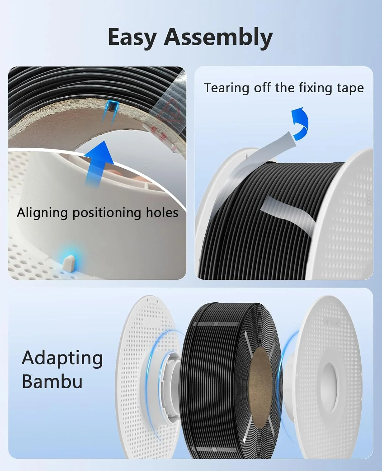 JAYO 3D PLA Filament do drukarki 3D 1.1kg, szpula wielokrotnego użytku do ponownego napełniania, do Bambu Lab, niski poziom odkształcenia, kompatybilny z większością szpul wielokrotnego użytku. — zdjęcie produktu 4