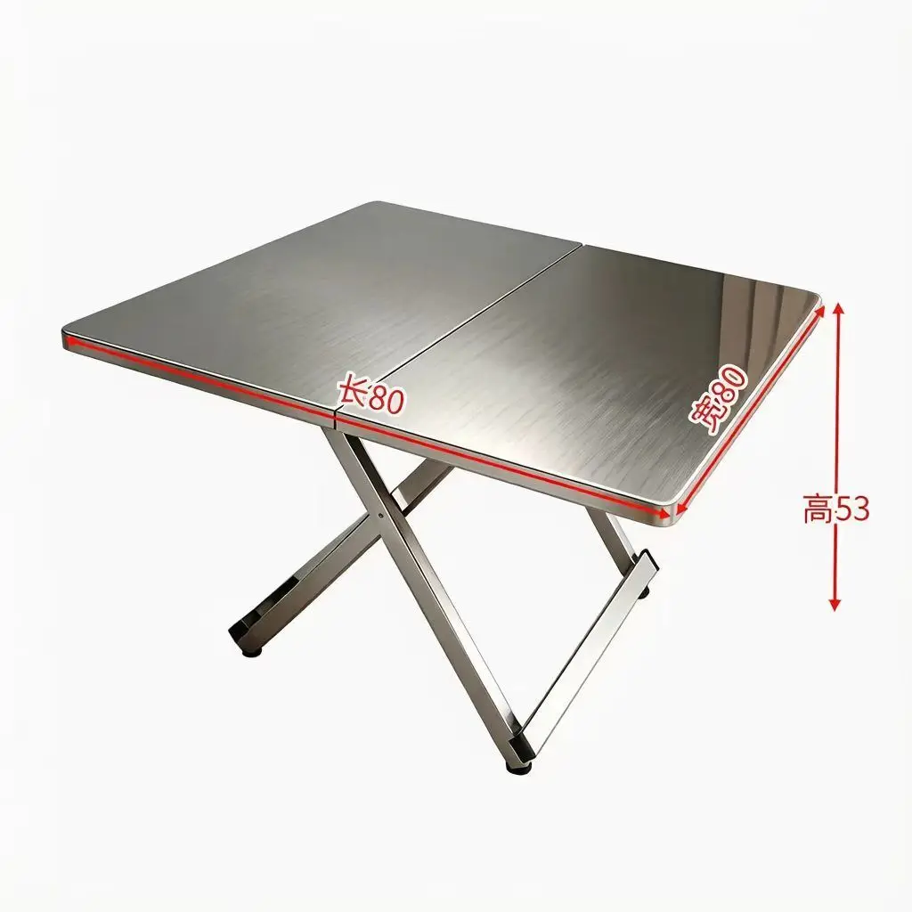 Stainless Steel Foldable Square Table Portable Folding Desk for Home Kitchen Dining Room Outdoor Camping Picnic BBQ Space Saving