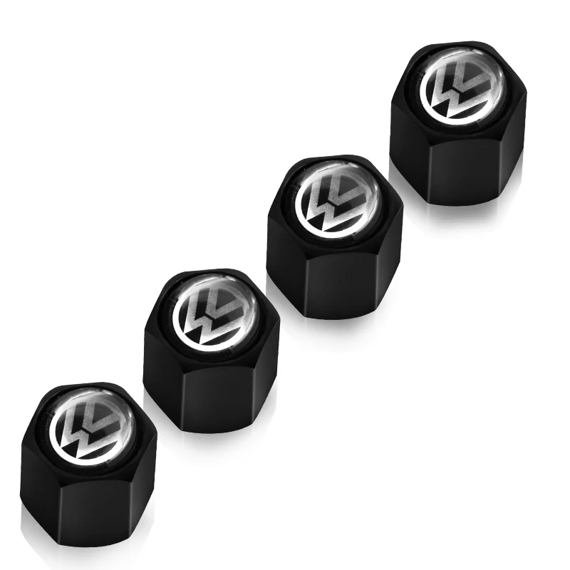 For Volkswagen CC Golf 4 6 7 GTI Tiguan Passat B5 B6 B7 Jetta MK5 MK6 Car Wheel Tire Valve Stems Cap With Keychain Keyring Badge