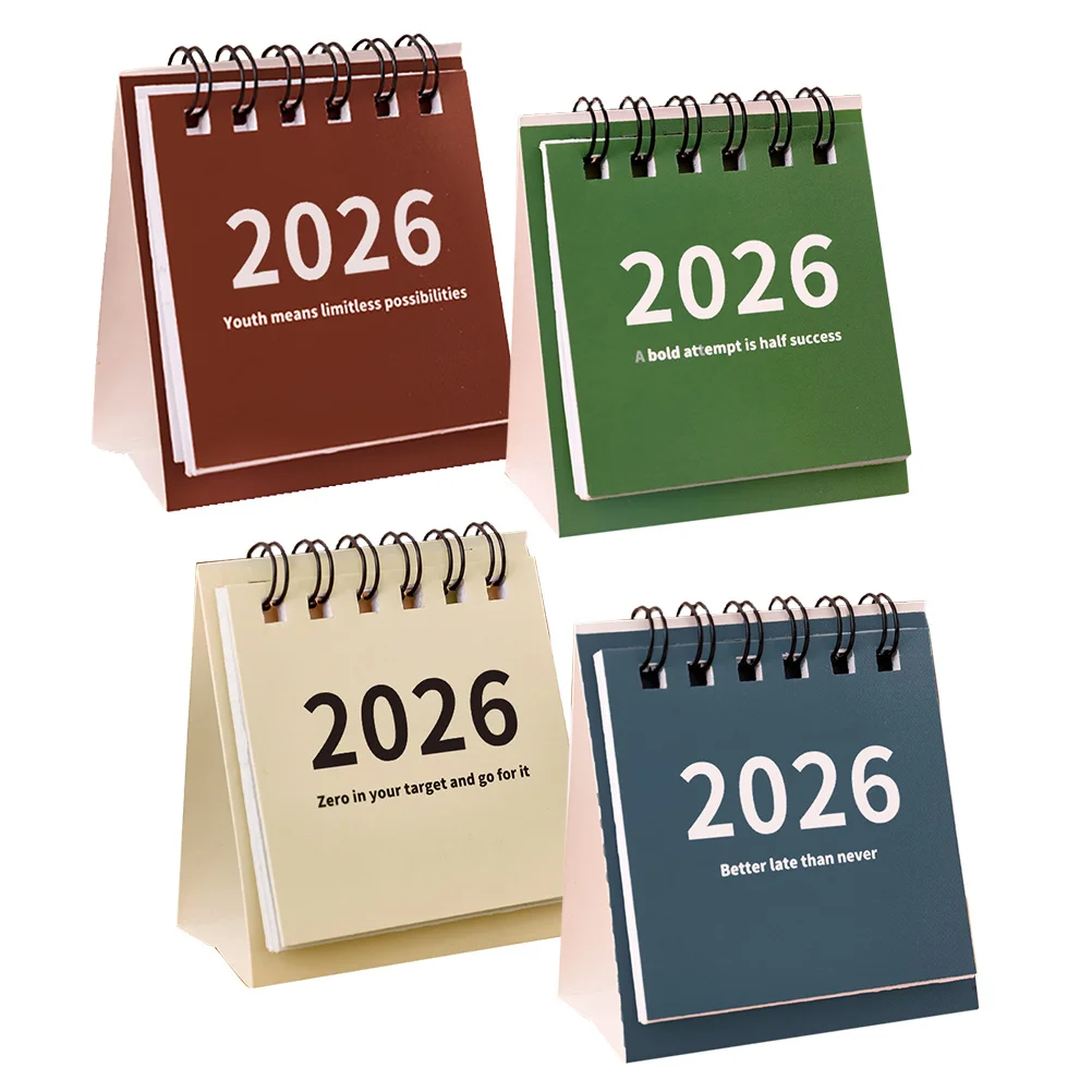 

4pcs Mini 2026 Compact Desktop Flip For Office Home Desk Organizer Tabletop Year Planner Minimalist Monthly Schedule Pad Paper