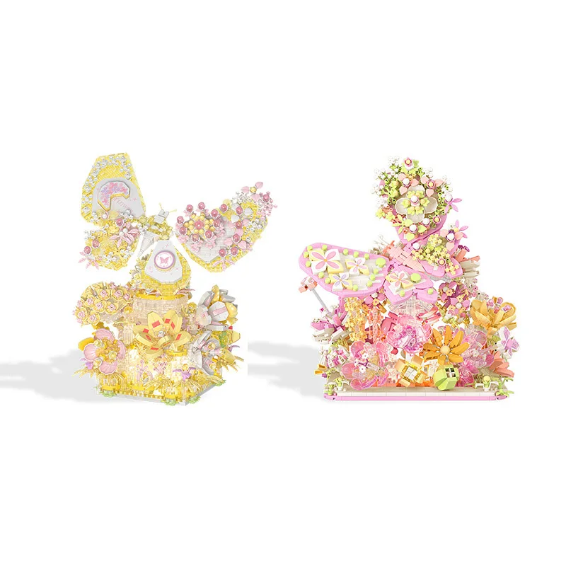 

Idea Decoration Building Brick Beautiful Butterfly Mini Block Crystal Flower Construction Toys With Light For Girls Gifts