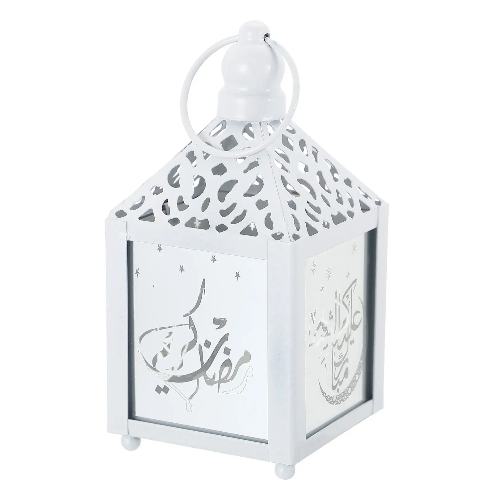 

1Pcs Iron Art Eid Lantern Retro Ramadan Festival Decorative Light Muslim Festival Hanging LED Lamp for Indoor Outdoor Party