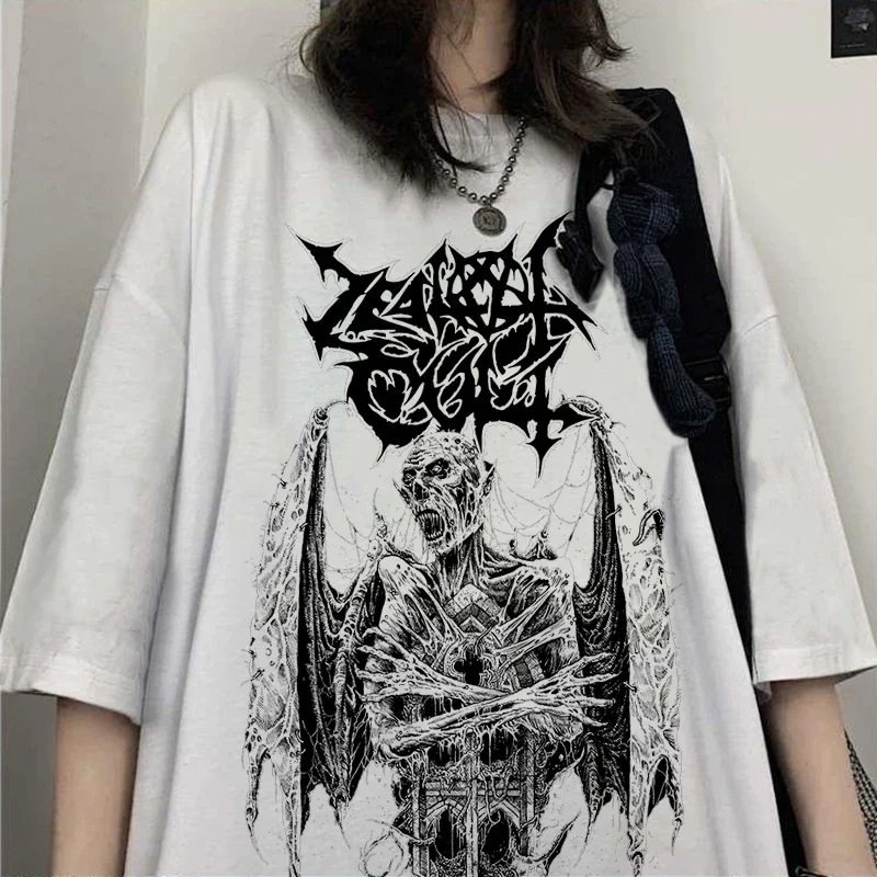 Oversized T-shirt Gothic Dark Men Women T Shirt Graphic Tee Punk Clothes Harajuku Streetwear T Shirt Hip Hop Short Sleeve Tops